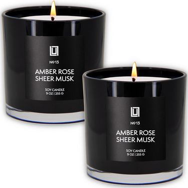 Amber, Rose & Sheer Musk | Luxury Scented Candle | 2Pack - 9 Oz. Jar