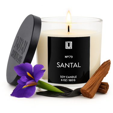 Santal | Luxury Scented Candle | 6 Oz. with Black Lid