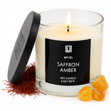 Saffron Amber | Luxury Scented Candle | 6 Oz. with Black Lid