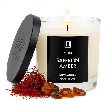 Saffron Amber | Luxury Scented Candle | 6 Oz. with Black Lid