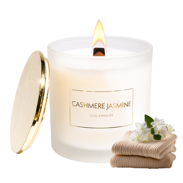 Cashmere Jasmine | 9 Oz. Frosted Jar Candle w/ Gold Lid