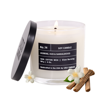 Jasmine, Oud & Sandalwood | 6 Oz. with Black Lid