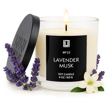 Lavender Musk | Luxury Scented Candle | 6 Oz. with Black Lid