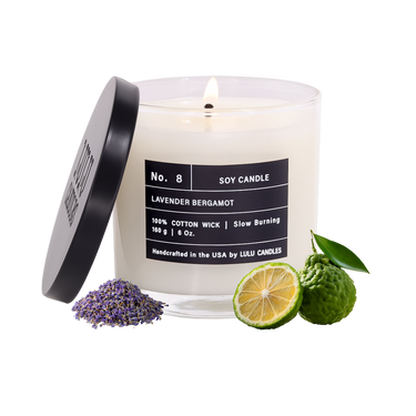 Lavender Bergamot | Luxury Scented Candle | 6 Oz. with Black Lid