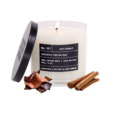 Leather & Tibetan Oud | 6 Oz. with Black Lid