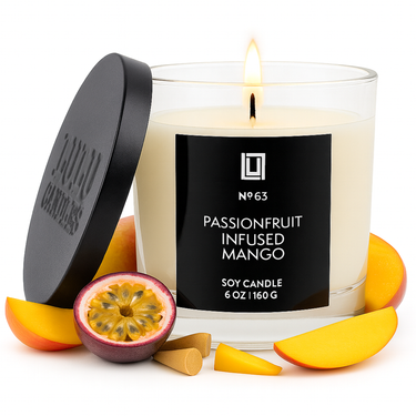 Passionfruit Infused Mango | Luxury Scented Candle | 6 Oz. with Black Lid